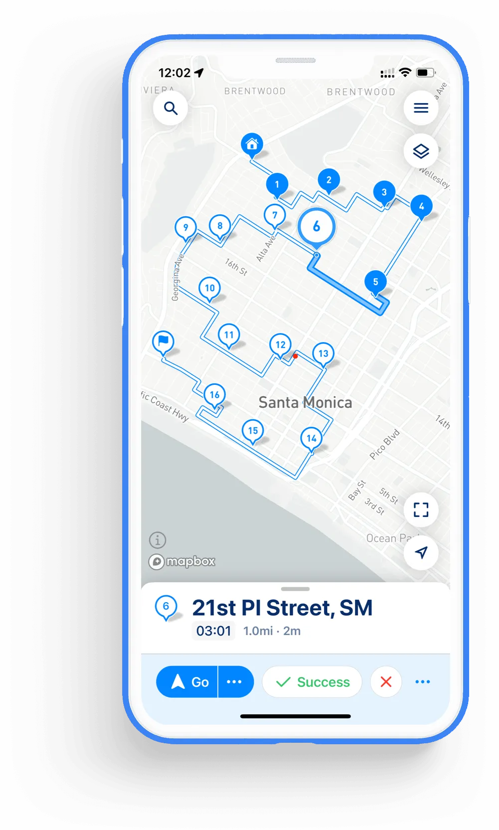 MyWay Route Planner Main List