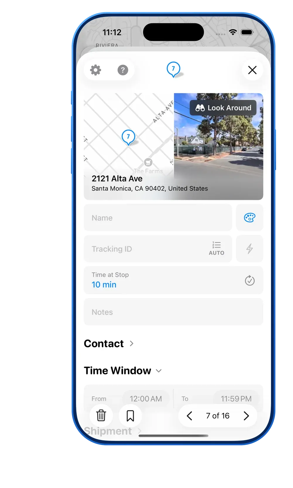 MyWay Route Planner Stop Settings
